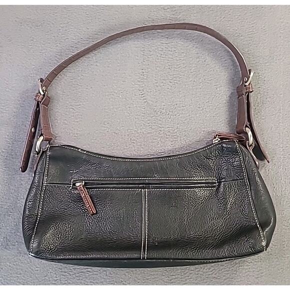 Tig & Co Genuine Leather Shoulder Bag – Black & Brown – Classic Everyday Purse - Picture 1 of 11